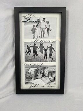 Photo frame holding 3 4x6 photos "Family All Because Two People Fell In Love"